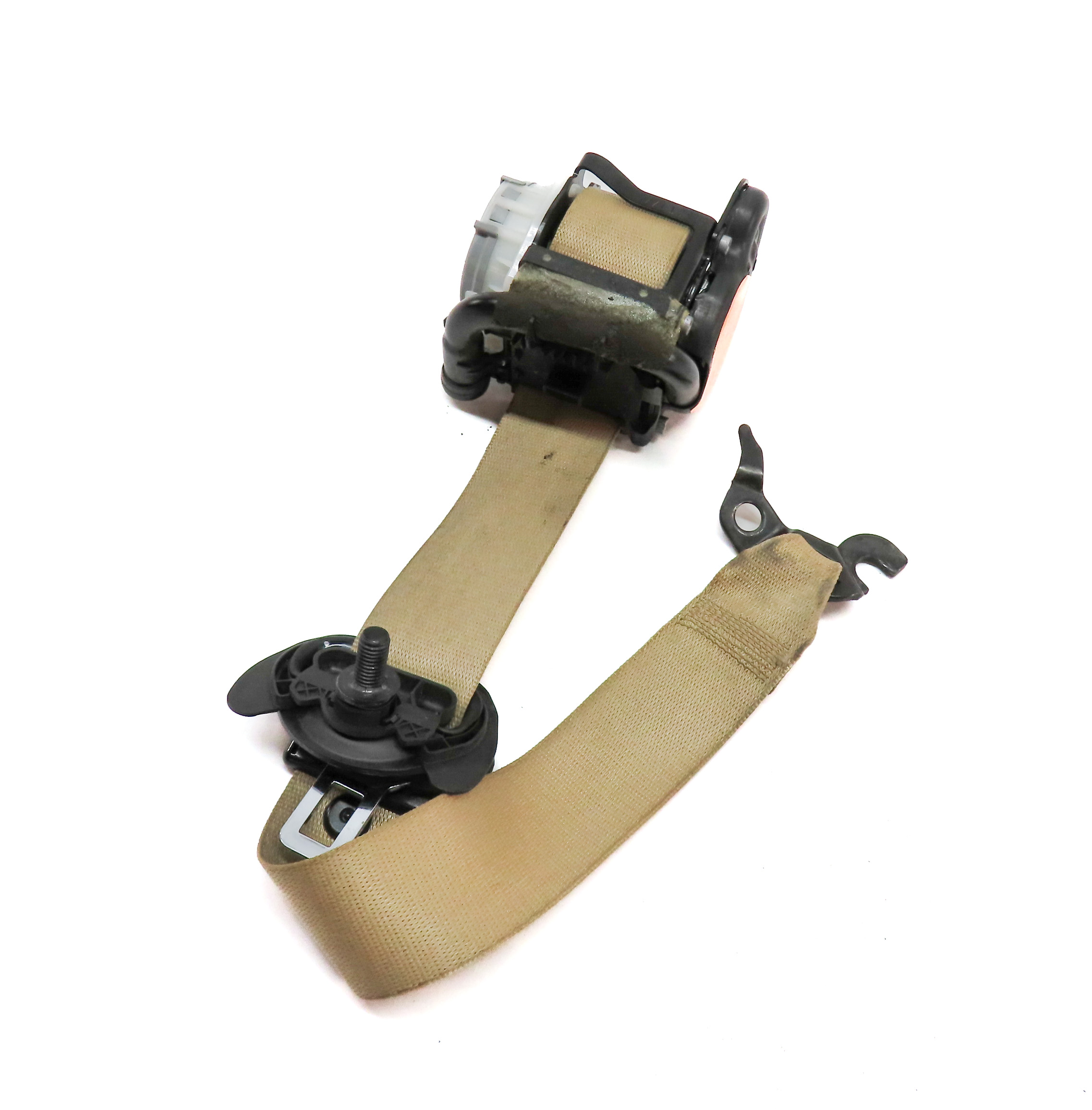 11-18 BMW X3 X4 (F25 F26) FRONT LEFT DRIVER SEATBELT BUCKLE RETRACTOR (BEIGE) — exact item pictured